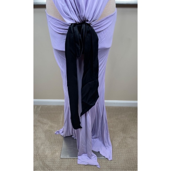 Helsa Constantina Bow Cutout Ruched Draped Jersey Maxi Dress Sz XL - Picture 6 of 14